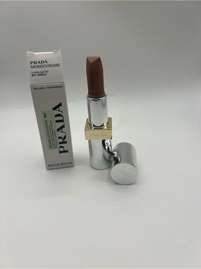 Prada Lipstick 801 Argile Nude Brown in Silver Refillable Case